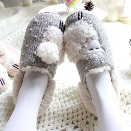 Winter Cute Cartoon Slippers Pregnant Women Men Couples Lovers Anti-Slip Plush Home Slippers Cotton Pantufa
