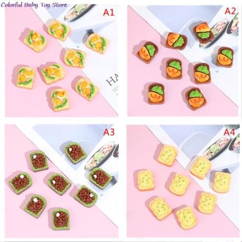 1/12 Cute Mini Simulation Toast Food Cakes Dollhouse Miniature Food Breakfast Snack Kitchen Toys Miniature DIY Craft Toys