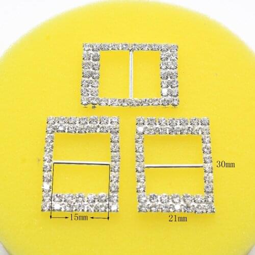 10pcs/lot/ 21mm*30mm Ribbon slider Rhinestone Wedding Gift box invitation decoraion buckles / DIY Ornament buttons