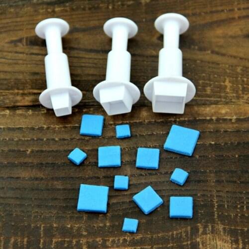 100 Sets 3 Pcs/Set Square Cookie Cutter Plastic Fondant Cutter Sugarcraft Decor Cookie Mold Baking Tools Cake Decorating Tools