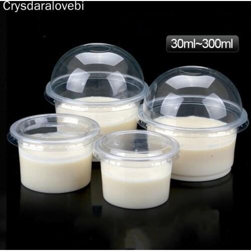 100 Pcs Pudding Cup Disposable Plastic Cups Lid Small Plastic Containers Dessert Box Wedding Party Birthday 1/2/3/4/5/6/8/10oz