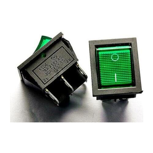 2pcs/lot GREEN LED Light 25*31mm SPST 6PIN ON/OFF Boat Rocker Switch 16A/250V 20A/125V Car Dash Dashboard Truck RV ATV Home