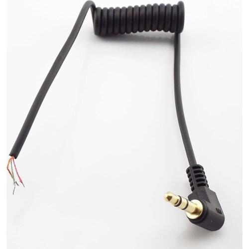 3.5mm male 3 pole stereo Jack Audio Spring Cable Right angle DIY Headphone wire Line Strand Earphone Repair Maintenance Cord