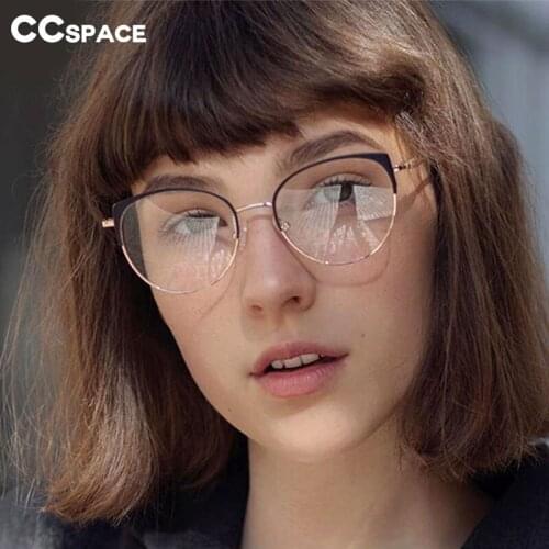 49246 Cat Eye High Quality Eyebrow Metal Glasses Frames Women Optical Fashion Computer