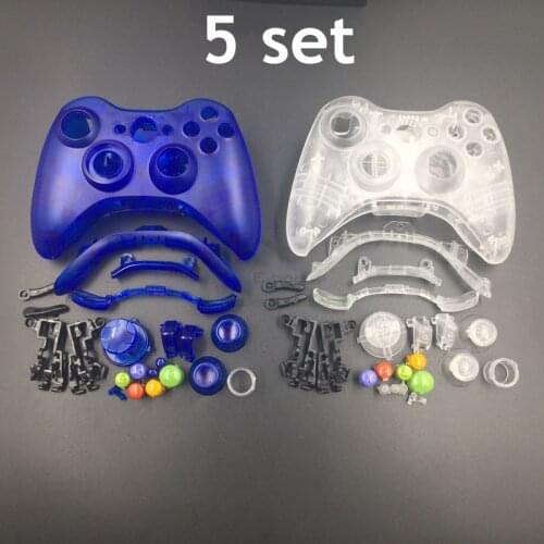 5 set Clear Controller Housing Cover Case for Xbox 360 Wireless Controller Shell Case Cover replacement with Buttons Kit