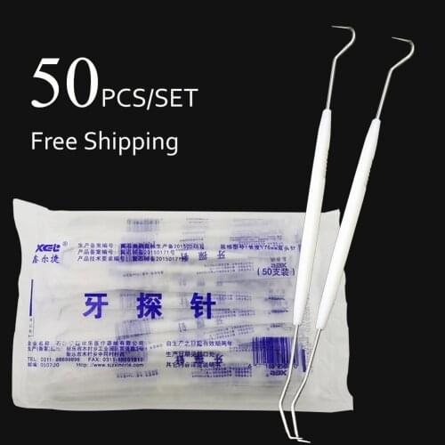 50pcs10pcs Double Sides Dental Probe Stainless Steel Sterilized Disposable Dentist Tool Oral Dental Instrument Examination Kit