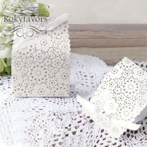 50PCS Hollow Out Floral Favor Boxes Wedding Candy Boxes Anniversary Event Favors Holder Bridal Shower Birthday Gift Package Idea