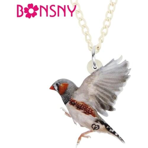 Bonsny Acrylic Flying Grass Finch Necklace Big Aesthetic Bird Animal Pendant Jewelry For Women Kids Girl Fashion Gift Decoration