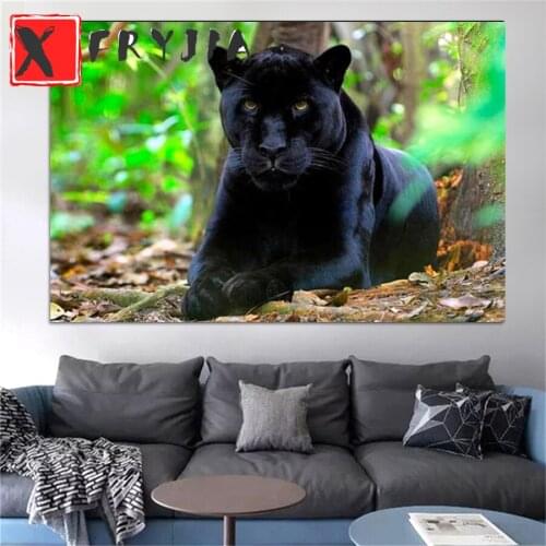 Diamond Painting Forest animal black panther Rhinestone 5D DIY Diamond Embroidery,Cross Stitch,full round diamond Mosaic Sale