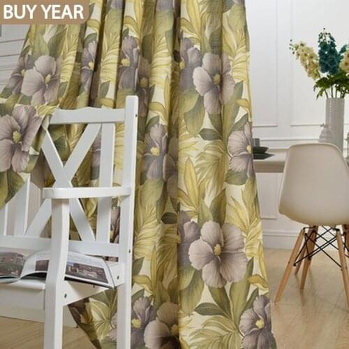 American Curtains for Living Dining Room Bedroom Tropical Rainforest Big Coffee Flower Cotton and Linen Printed Curtains Window