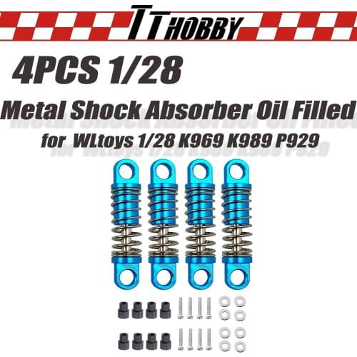 TTHOBBY 4PCS Metal Shock Absorbers Dampers Oil Filled Type Damper 22mm 27mm for WLtoys 1/24 1/28 K969 K989 P929 RC Model Car