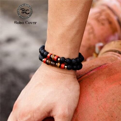 Charm 2Pcs/Set Couples Distance Bracelets Classic homme Buddha Wooden Natural Stone Beads Strand Bracelet femme Jewelry Pulseira