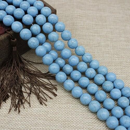 High Quality Synthetic Turquoises Blue Round Loose Stone Beads For Jewelry Making Bracelet Earrings Necklace Beads 6MM 8MM 16MM