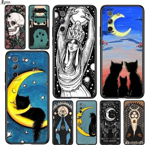 Witches Moon Tarot Mystery for Samsung Galaxy S21 Ultra Plus Note 20 10 9 8 S10 S9 S8 S7 S6 Edge Plus Black Phone Case