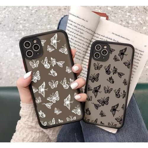 For Xiaomi Redmi MI Note 9 8 8T 7 6 5 Pro 7A MAX Mi 10X 10T Pro K20 Poco X3 NFC Fashion Butterfly Black Camera Protection Cases