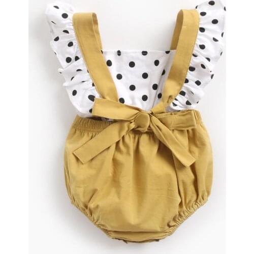 Baby Bodysuits Square Collar Sleeveless Baby Clothes Summer Infant Polka Dot Newborn Toddler Baby Girl Clothing Set Jumpsuit