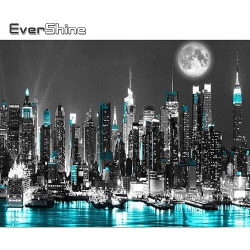 EverShine Diamond Embroidery Full Drill Square Building DIY Diamond Painting City Rhinestones Mosaic Scenic Handmade Hobby