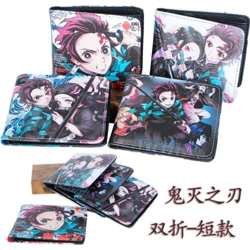 Hot New Japanese Anime Cos Demon Slayer: Kimetsu No Yaiba Kibutsuji Muzan Kamado Tanjirou Props Wallet
