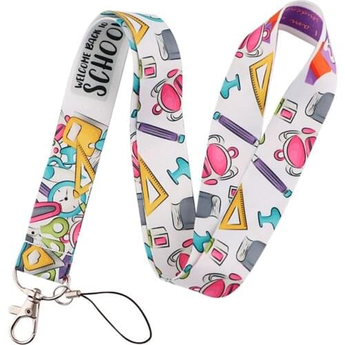 Stationery Ruler Pencil Case Neck Strap Lanyards ID badge card holder keychain Mobile Phone Strap Gift Ribbon webbing necklace