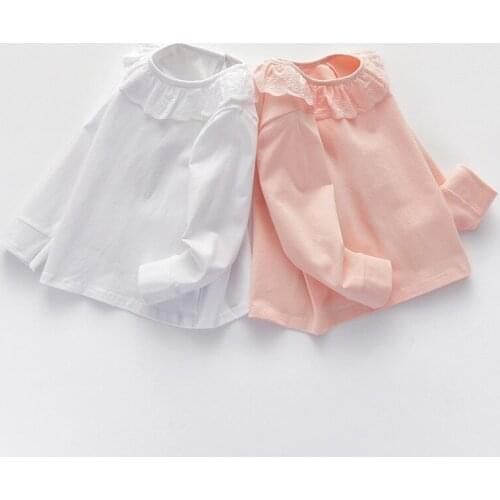 Toddlers Girls Lace Blouse Shirts 6M-6Yrs Baby Girls Spring Autumn Top White Pink Purple Yellow Lolita Shirts