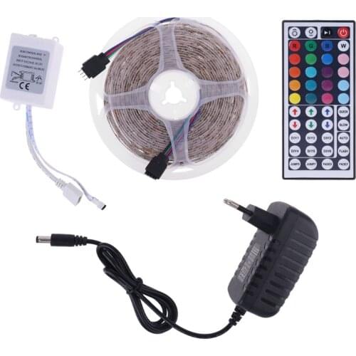 Multicolor Waterproof 5m 300 LED 3528 SMD RGB Strip Light 44 Key Remote DC 12V