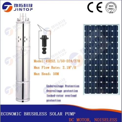MODEL 4SES2.1/50-D24/270) JINTOP SOLAR SUBMERSIBLE PUMP Free Shipping 4inch DC24v mini pump for garden deep well water pump