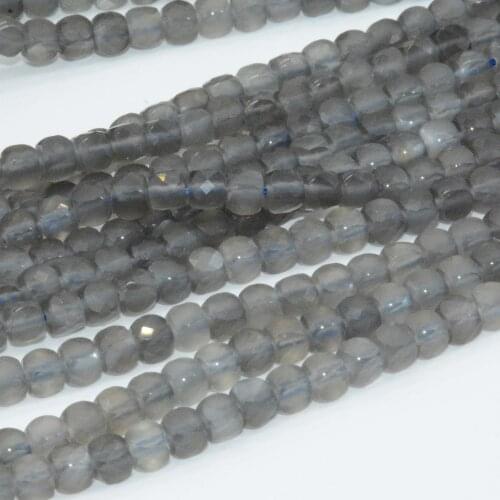 Natural Grey Moonstone Faceted Irregular Cube Bead 4.2mm