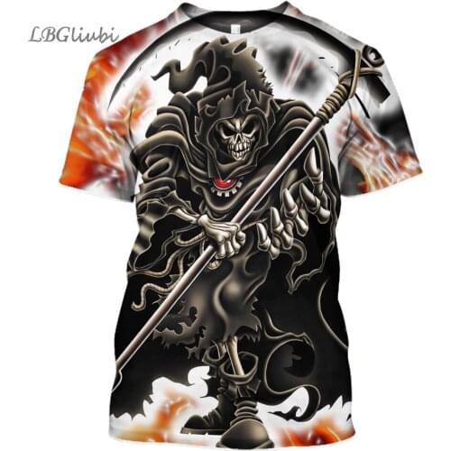 New product, dark, death T-shirt, 3D printed mens T-shirt, Halloween role playing T-shirt Fashion short sleeve
