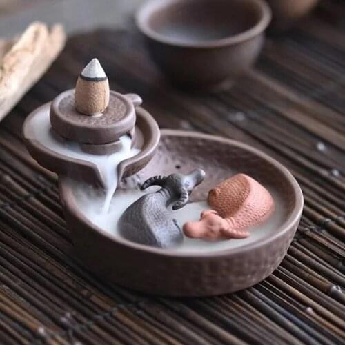Reflow censer purple sand incense burner Qiankun ceramic aromatherapy stove high mountain running water tea set home decoration