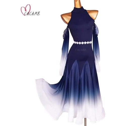 Ballroom Dance Competition Dresses Women Waltz Dress Standard Dancing Wear Costume Customize D1006 Puff Sleeve Backless Big Hem