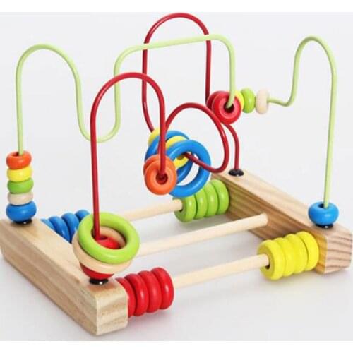 Counting Circles Bead Abacus Wire Maze Roller Coaster Wooden Montessori Educational Toy for Baby Kids Chilrden