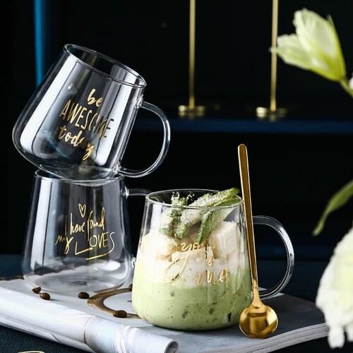 Transparent Glass Coffee Cup Milk Ice Cream Whiskey Tea Beer Creative Heat Resistant Cocktail Vodka Wine Mug Set Drinkware Cups