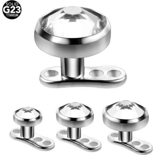 1PC G23 Titanium Triangle Hole Base Micro Dermal Anchor Top Piercing Hide in Skin Diver Piercing Clear Gem Top Ring Body Jewelry