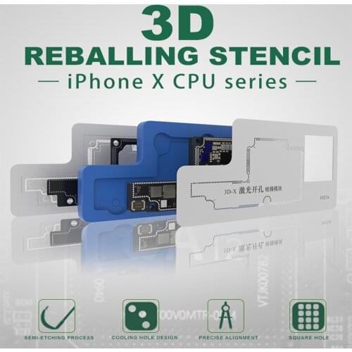 For iPhone X 3D BGA Rework Reballing Stencils A12 CPU PCB Groove Tin Template Soldering Net Middle Layer Planting Platform Tools