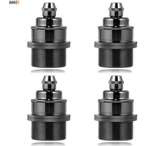 IWHD Black Portalamparas Vintage E27 Lamp Holder Base Aluminum Soquete Fitting E27 Socket Bulb Light Holder LED Homekit UL CE