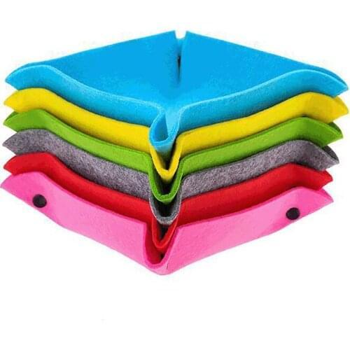 Felt Dice Tray Board Game Foldable Storage Box Square Jewelry Key Wallet Coin Desktop Sundries Bins 25*25cm