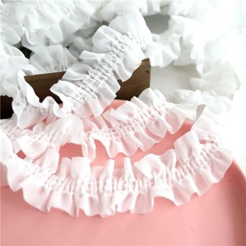 High quality Soft Pleated Chiffon Ruffled Lace Trim DIY Handmade Sewing Craft Making Doll Dress Lolita dress Decor