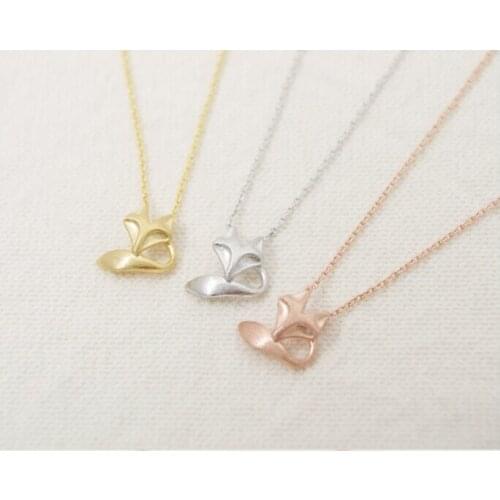 WJZB Pink-gold Fox Tale Pendant Necklace for women