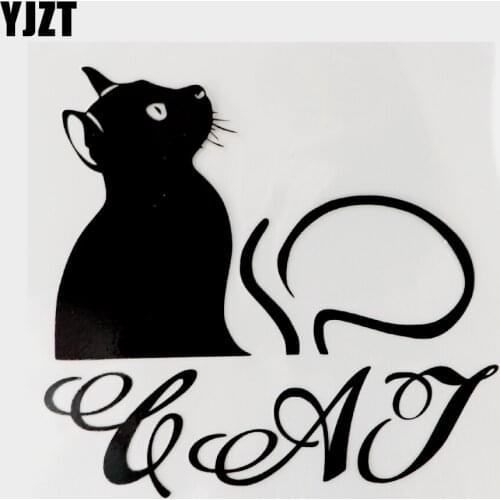 YJZT 13.5CM×12.9CM Fashion Decor Animal Cat Vinyl Car Sticker Decal Black/Silver 13F-0086