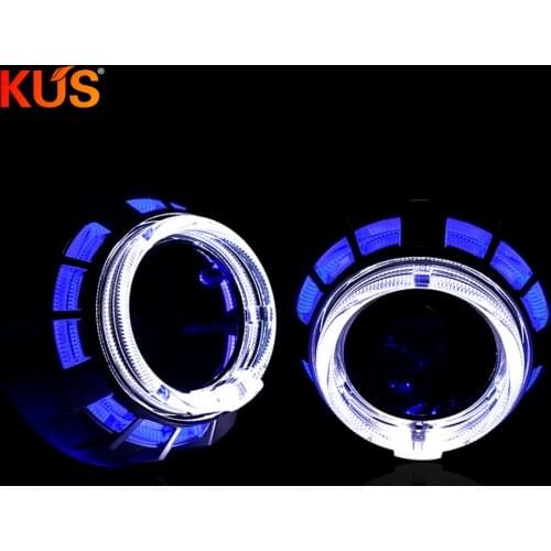 2.0 inch moto H1 bi xenon double led angel shrouds mask Bi xenon H1 Projector lens H4 H7 adapter car headlight use for retrofit