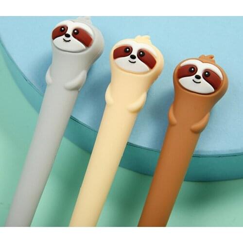 24Pc/Bulk Japanese Cute Sloth Pens Kawaii School Anime Stationery Funny Roller Ball Rollerball Ballpoint Pen 2021 Black Blue Ink
