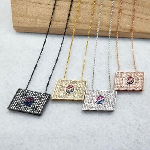 5 Pieces Micro Pave Crystal Cubic Zirconia Pendant handcrafted Charm women Jewelry Finding,Korean flag Necklace NK336