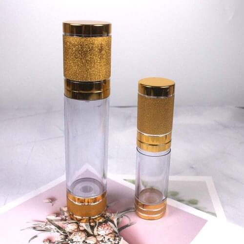 50ml 15ml beauty Bright golden plastic lotion empty bottle