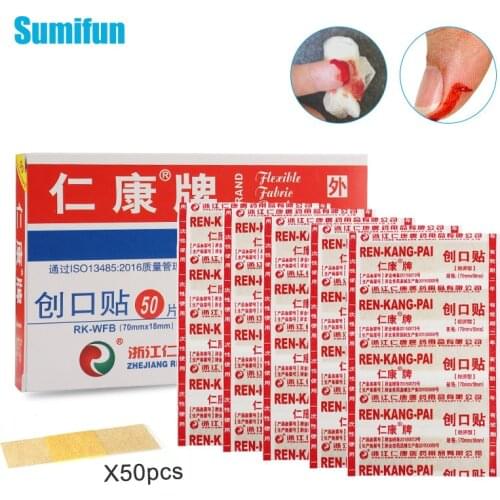 50Pcs/box Waterproof Breathable Band-Aids Adhesive Plaster Wound Rapid Hemostasis Sticker Band First Aid Bandage Medical Gauze