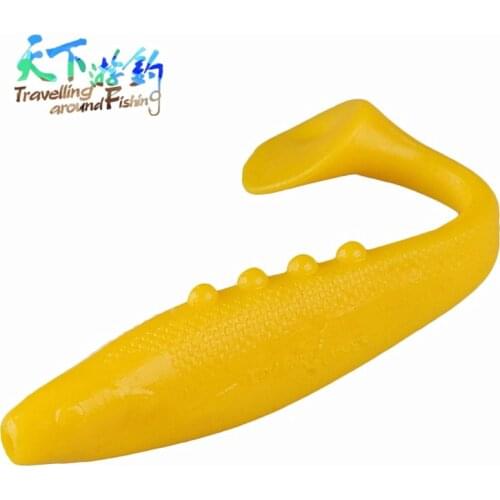 TAF 6pc Soft Baits 7cm 3.1g High Quality Silicone Soft Fishing Lure White Yellow Colors Worm Wobblers Retail Soft Swimbaits
