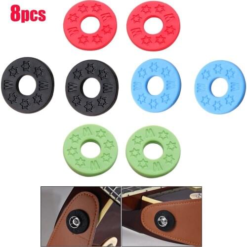 8pcs Rubber Guitars Strap Locks Blocks Electric Guitar Bass Professional Safety Strap Lock Washer Gasket