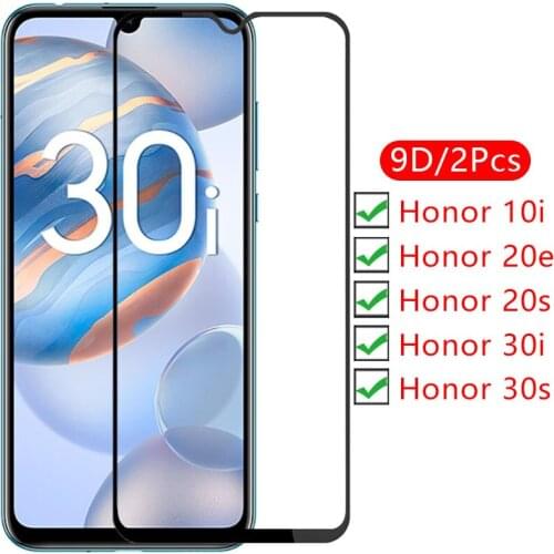 9d screen protector tempered glass case for huawei honor 30i 30s 20s 20e 10i cover on 10 30 i i10 i30 protective phone coque bag