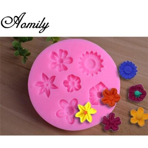 Aomily Flower Patten Cake Silicone Molds DIY Fondant Cake Decorating Tools Chocolate Candy Mold Resin Clay Mould Bakery Tools