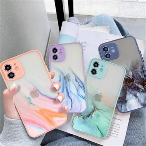Fashion Watercolor Painting Phone Case For iPhone 11 12 Pro Max Mini X XR XS Max 7 8 Plus SE 2020 Clear Matte Hard PC Back Cover