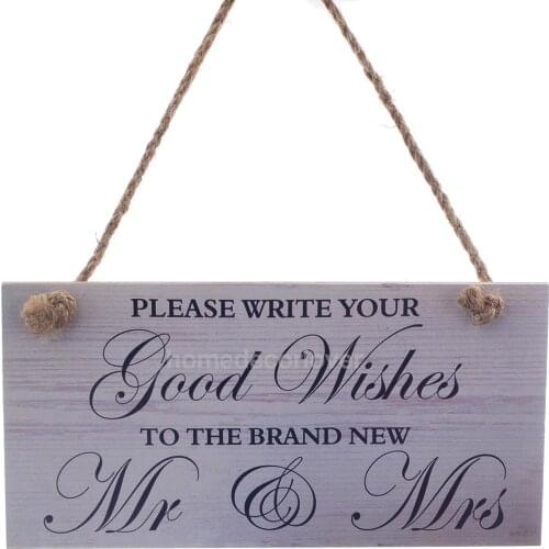 Wood Wedding Sign Please Write your Good Wishes to The Brand New Mr&Mrs